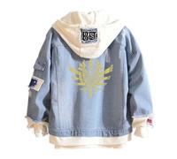 HGADXVBE Cappuccio Unisex Monst-er Hunt-er, Essentials Jacket con Cappuccio, Uomo Giacca di Jeans Vintage Classica Giubbotto, Basic(Blue,2XL)