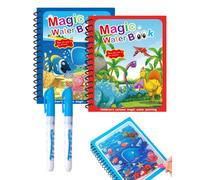 HGAJMT 2 Libri Da Colorare Con Acqua Con 2 Penne, Water Wow Riutilizzabili Per Bambini 2+, Libro Magico Senza Polvere Dinosauri E Mondo Sottomarino Kit Educativo Viaggio