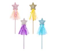 HGAJMT 4 Bacchette Magiche Bambina, a Forma di Stella con Glitter, Set Bastoncini Resistenti per Gioco Immaginario, Costume e Regalo Compleanno (Giallo, Viola, Rosa, Blu)