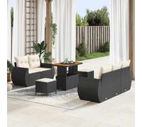 HGBNMER Set di divani da giardino modulari con cuscini, 8 pezzi, in polyrattan nero e crema, scomparti nascosti, comodo schienale e rivestimenti rimovibili per una facile manutenzione