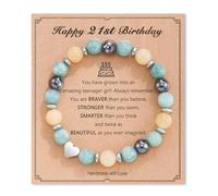 HGDEER 13/16/18/21 Regali di compleanno per ragazze, braccialetti a forma di cuore in pietra naturale per figlia, nipote nipote amico sorella, Pietra, Senza pietra