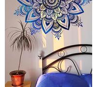 HGDESIGN® Graz Design - Adesivo da parete, motivo mandala, 78 x 40 cm, per soggiorno, camera da letto, stile bohémien, corridoio, yoga, decorazione da parete (A)