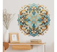 HGDESIGN® Graz Design - Adesivo da parete, motivo mandala, colore: blu, verde, 56 x 56 cm, per soggiorno, camera da letto, stile boho, corridoio, yoga, decorazione da parete (A)
