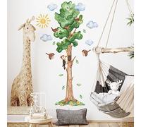 HGDESIGN® Graz Design - Adesivo da parete per cameretta dei bambini, con metro a nastro, per albero di costruzione, decorazione da parete per cameretta dei bambini, bambino e ragazza (A)