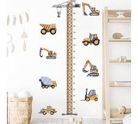 HGDESIGN® Graz Design - Adesivo da parete per cameretta dei bambini, con metro a nastro per albero e veicolo da costruzione, decorazione da parete per cameretta dei bambini, bambino e ragazza (B)