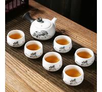 HGDESIGN Set da tè in porcellana con teiera e 6 tazze da tè, smaltato senza scottature, tazza da tè, cinese giapponese Kong Fu servizio da tè asiatico (a)