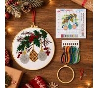 HGDUKBAL Kit per Punto Croce Natalizio per Principianti, Kit di Ricamo, A