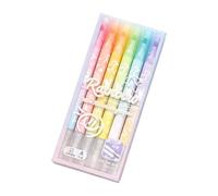 HGENAHGTF Pennarelli decorativi con glitter cancellabili, 6 colori pastello | Evidenziatori con punta obliqua per layout di pagina creativi di studio di journaling