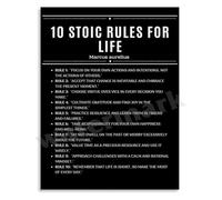 HGETJOHXEM 10 Stoic Rules for Life Poster with Marcus Aurelius Maxims for Office Study and Motivational Wall Decor(Unframed,12x18inch(30x45cm))