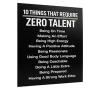 HGETJOHXEM 10 Things That Require Zero Talent Motivational Office Wall-Art Inspirational Leadership Quote Poster for Work Gym Classroom and Team Building(Framed,08x12inch(20x30cm))