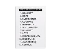 HGETJOHXEM 12 Principles of Sobriety Poster - AA Recovery Inspiration for Bedroom and Office(Framed,08x12inch(20x30cm))