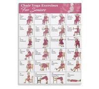 HGETJOHXEM 30 Day Senior Chair Yoga Challenge Poster Canvas Easy Seated Workout Routine Flexibility Guide Wall Decor Living Room Bedroom Office(Framed,12x18inch(30x45cm))
