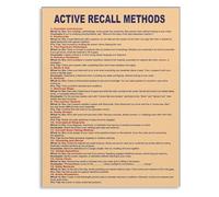 HGETJOHXEM Active Recall Methods Poster Study Techniques Education Canvas Wall-Art for Classroom Library Office Decor(Framed,08x12inch(20x30cm))
