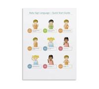 HGETJOHXEM American Sign Language ASL Poster Canvas Wall-Art Sign Language Educational Chart Learning Communication Decor for Classroom(Framed,16x24inch(40x60cm))