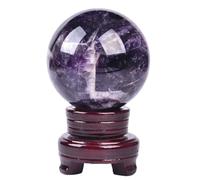 HGETJOHXEM Amethyst Crystals Sphere Purple Crystal Ball Round Decorative Sphere with Wooden Stand Witchcraft Home Decor,3.9"(10cm)
