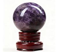 HGETJOHXEM Amethyst Sphere Crystal Ball Amethyst Crystal Ball Hand Polished Decorative Sphere Crystals Sphere with Wooden Stand for Home Decor Collect Gifts,25mm