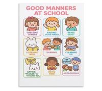 HGETJOHXEM Back to School Poster: Classroom Rules & Good Manners for Elementary School Teachers(Framed,16x24inch(40x60cm))