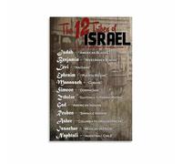HGETJOHXEM Bible Study Reference Poster - 12 Tribes of Israel Chart, Canvas Print for Theological Study or Gift(Framed,08x12inch(20x30cm))