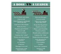HGETJOHXEM Boss Vs Leader Workplace Motivation Poster Canvas Wall-Art For Office Decor Corporate Team Building Inspiration(Unframed,16x24inch(40x60cm))