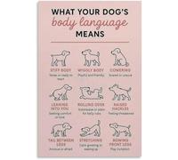 HGETJOHXEM Canine Body Language Decoded A Visual Guide to Dog Signals Poster Canvas Wall-Art for Dog Lovers Home or Training Room(Framed,08x12inch(20x30cm))