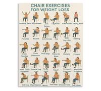 HGETJOHXEM Chair Yoga For Beginners Poster Canvas Seated Exercise Chart Low Impact Stretch Guide Wall Decor for Living Room Bedroom Home(Unframed,12x18inch(30x45cm))