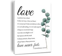 HGETJOHXEM Christian Scripture Canvas Print Love is Patient Love is Kind Bible Verse Wall-Art for Home Bedroom Office Gift(16x24inch(40x60cm),Framed)