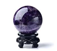 HGETJOHXEM Crystal Ball, Dream Amethyst Crystal Ball with Stand Crystals Sphere Quartz Purple Crystal Ball Figurines for Divination Yoga Home Office FengShui Decoration,7cm/2.7in