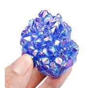 HGETJOHXEM Crystal Raw Stone Blue Plated Color Crystal Cluster Electroplated Color Crystal Cluster Home Decoration Craft Ornaments,5~6cm,100~130g