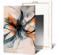 HGETJOHXEM Cyan and Orange Graffiti Canvas Print - Abstract Framed Wall Art for Living Room Decor, Modern Bedroom or Office Painting(Unframed,16x24inch(40x60cm))