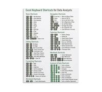 HGETJOHXEM Data Analysts Essential Guide Excel Keyboard Shortcuts Reference Poster Educational Canvas Wall-Art for Office Desk and Study Room Decor(Unframed,16x24inch(40x60cm))