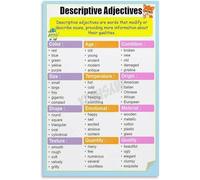 HGETJOHXEM Descriptive Words Poster Language Arts Vocabulary Writing Class Study Guide Canvas Wall-Art for Classroom(Framed,12x18inch(30x45cm))