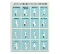 HGETJOHXEM Easy Chair Yoga For Seniors Canvas Poster Seated Exercise Chart Balance Flexibility Guide Wall Decor for Living Room Bedroom Home(Unframed,08x12inch(20x30cm))