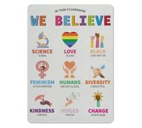 HGETJOHXEM Educational Beliefs Metal Tin Sign Empathy Logic Wall Plaque Break Room Staff Lounge 8 X 12 inch