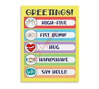 HGETJOHXEM Educational Classroom Poster Morning Greetings and Rules for Classroom Management Wall-Art(Framed,12x18inch(30x45cm))