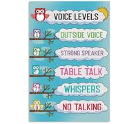 HGETJOHXEM Educational Owl Wall Art, Voice Level Chart Poster for Classroom Decor Management, Teacher Gift Idea for Him Her(Framed,16x24inch(40x60cm))
