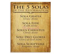 HGETJOHXEM Five Solas Reformed Theology Canvas Print Soli Deo Gloria Christian Scripture Wall-Art for Living Room Church Study Decor(Framed,08x12inch(20x30cm))