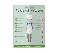 HGETJOHXEM Food Rules Poster Essential Personal Hygiene and Sanitation Guide for Kitchen Staff Canvas Print for Back of House(Framed,16x24inch(40x60cm))