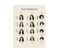 HGETJOHXEM Hair Curl Types Chart Comprehensive Guide to Hair Typing System Canvas Wall-Art Salon Grand Opening Gift(Framed,16x24inch(40x60cm))