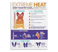 HGETJOHXEM Heat Stroke in Dogs Awareness and Canine Poster Canvas Wall-Art for Veterinary Reception or Loving Home Office(Unframed,16x24inch(40x60cm))