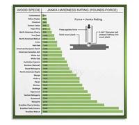 HGETJOHXEM Janka Wood Hardness and Density Rating Scale Reference Chart Canvas Wall-Art Poster for Workshop Office(Framed,08x12inch(20x30cm))