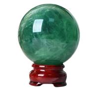 HGETJOHXEM Magic Crystal Ball Green Fluorite Quartz Sphere with Stand Feng Shui Crystals Ornament for Witchcraft Home Decorative,3.9"(10cm)