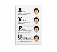 HGETJOHXEM Medical Assessment Poster AVPU Mnemonic Alert Voice Pain Unresponsive Wall Decor(Unframed,08x12inch(20x30cm))