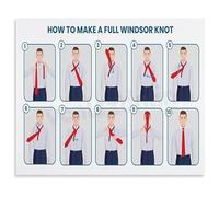 HGETJOHXEM Men's Professional Tie Knots Poster Canvas Wall-Art How To Tie A Suit Tie Tutorial Guide for Closet Dressing Room(Framed,16x24inch(40x60cm))