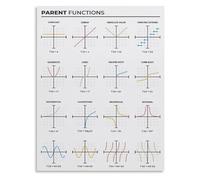 HGETJOHXEM Parent Functions Math Poster Algebra Pre-Calculus Graphs Quick Reference Guide Canvas Print Wall-Art for High School Classroom(Unframed,12x18inch(30x45cm))