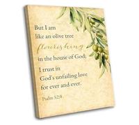 HGETJOHXEM Psalm 52 8 Wall-Art But I Am Like An Olive Tree Canvas Print for Kitchen Home Decor(Framed,08x12inch(20x30cm))