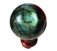 HGETJOHXEM Quartz Crystal Ball Dream Labradorite Gemstone Ball Sphere Crystal Display Sculpture Home Decor Crafts for Friends Men Women Gift,70mm/2.75in
