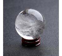 HGETJOHXEM Real Clear Quartz Crystal Ball, Polished White Crystal Sphere with Stand, Feng Shui Crystal Decorative Ball for Home Decor,50mm/1.96in