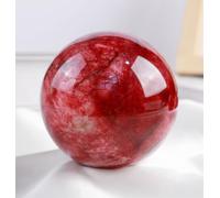 HGETJOHXEM Red Moonlight Ball with Wooden Stand,Gemstone Sphere Crystal Ball Crystal Divination Stone Sphere for Magic,Family Decorative,Witchy Gifts,5~5.5cm