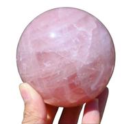 HGETJOHXEM Rose Quartz Decorative Sphere, Crystal Ball Ornament,Love Stone Decor, Polished Crystal Balls,Living Room Office Feng Shui Decoration,8cm
