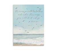 HGETJOHXEM Scripture Print Psalm 91:4 Under His Wings You Will Find Refuge Canvas Christian Wall-Art Farmhouse Style Home Decor Bible Verse(Framed,16x24inch(40x60cm))
